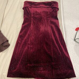 Urban Social Velvet Strapless Minidress In Bordeaux NWT